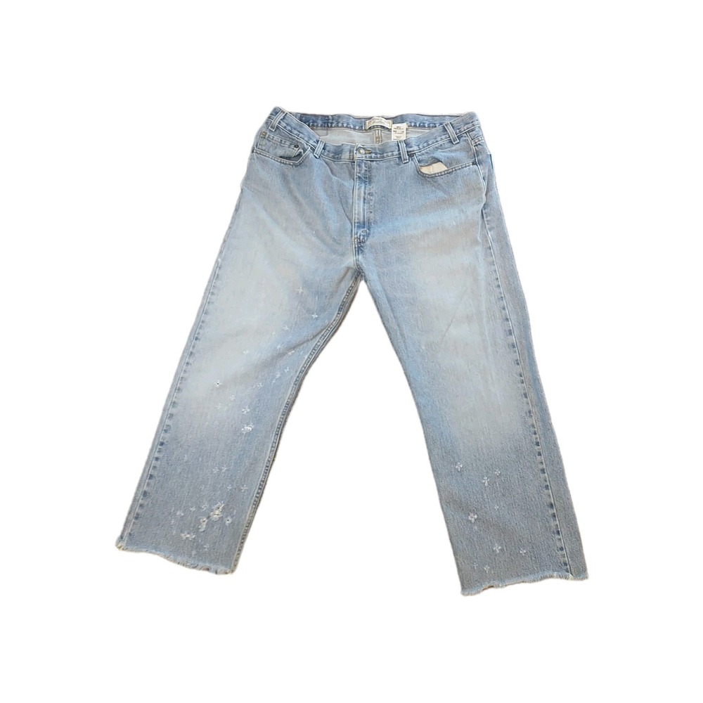 Levi Strauss Signature Mens Regular Fit Light Wash Distressed Star Jeans 40x26
